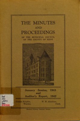 Minutes and proceedings of the Municipal Council of the County of Kent, 1943