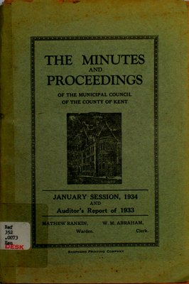 Minutes and proceedings of the Municipal Council of the County of Kent, 1934