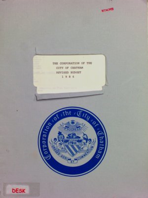 The Corporation of the City of Chatham revised budget 1986