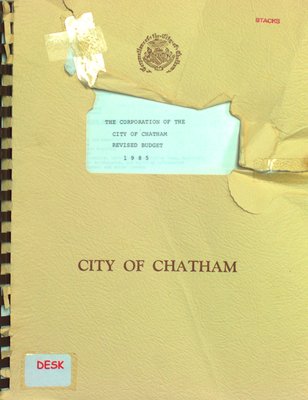 The Corporation of the City of Chatham revised budget 1985