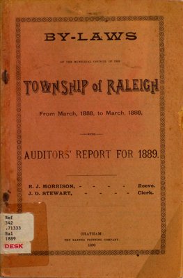 By-laws of the municipal council of the Township of Raleigh, 1889