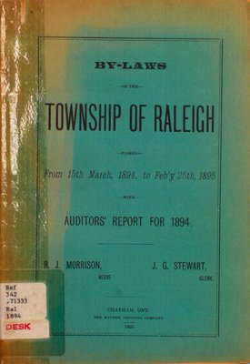 By-laws of the municipal council of the Township of Raleigh, 1894