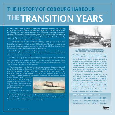 Cobourg Harbour(7,8) Transition Years & the Ferries