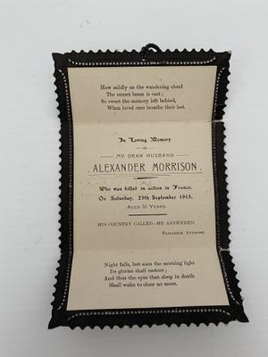 Memorial Card- Alexander Morrison