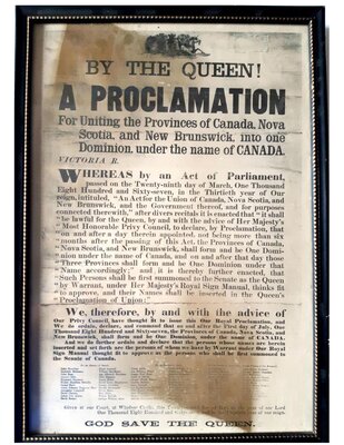 Proclamation, March 29 1867  An Act for the Union of Canada (Upper and Lower), Nova Scotia and New Brunswick.