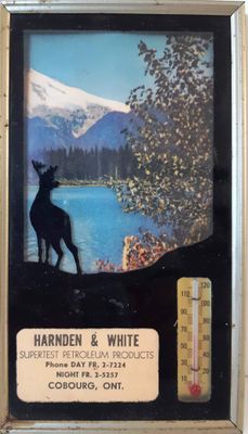 Harnden & White Supertest Petroleum Products framed picture with Thermometer