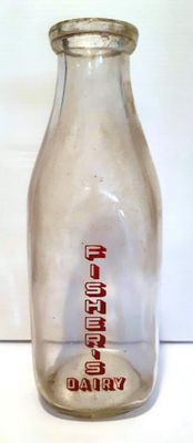 Fisher's Dairy milk bottle, Donated by Joan Chalovich