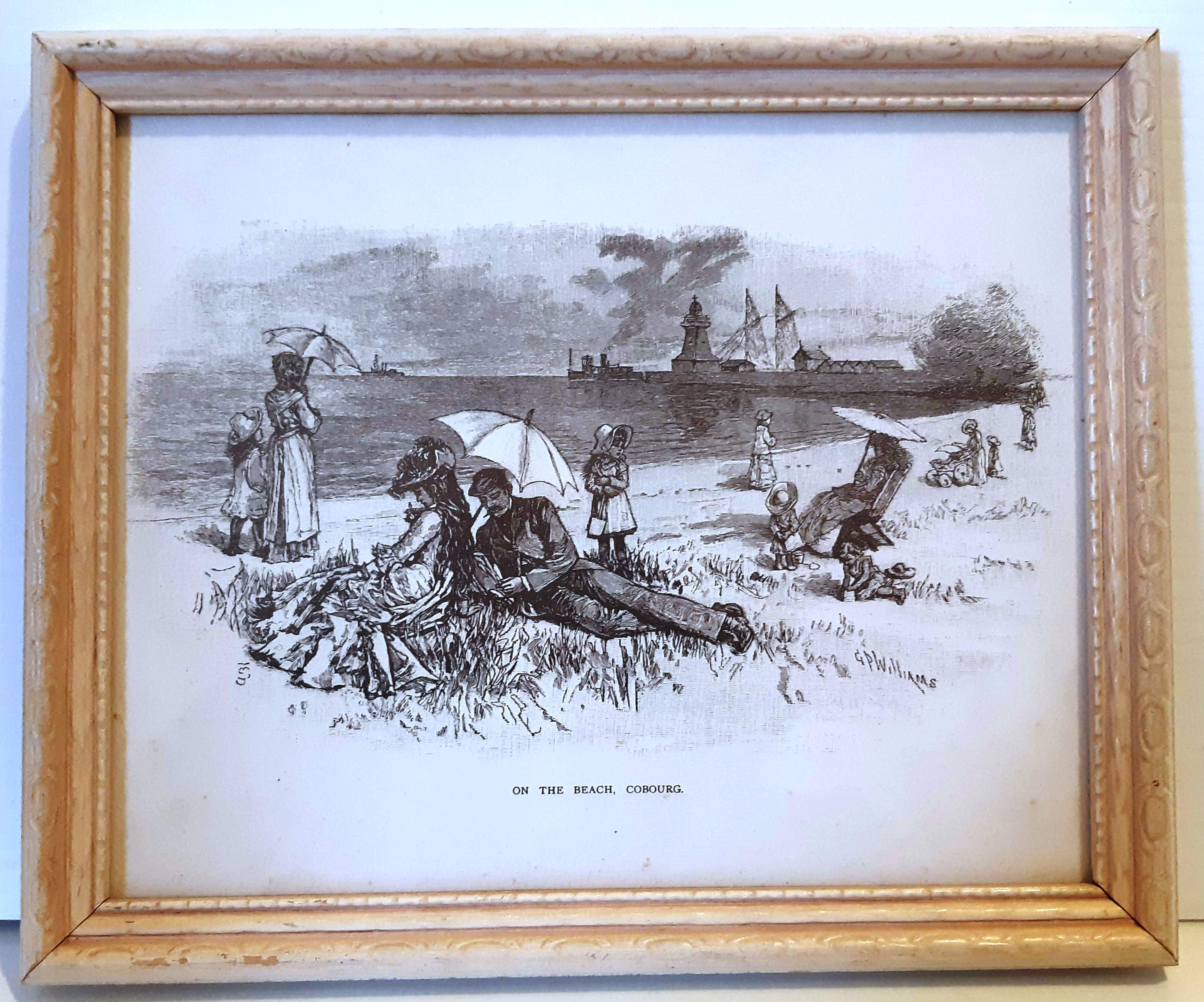 "On The Beach, Cobourg", Pen and Ink artwork by artist G.P. Williams