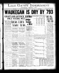 Official results on "dry-west vote" vote of Waukegan April 4, 1916; Dry majority, 793.