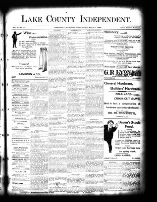 Lake County Independent, 11 Mar 1898