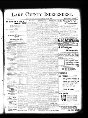 Lake County Independent, 26 May 1899