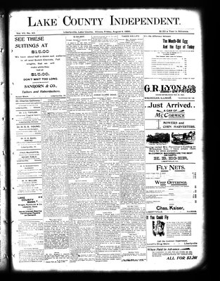 Lake County Independent, 4 Aug 1899