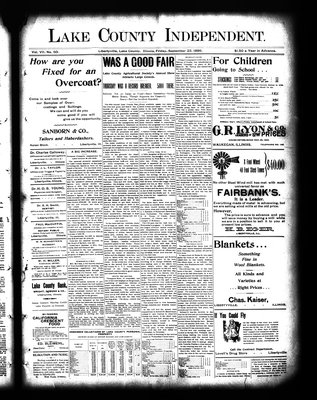 Lake County Independent, 22 Sep 1899