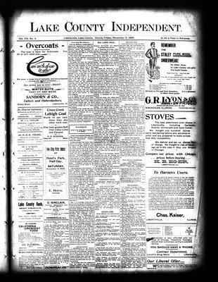 Lake County Independent, 3 Nov 1899