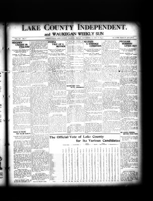 Lake County Independent and Waukegan Weekly Sun, 16 Nov 1906