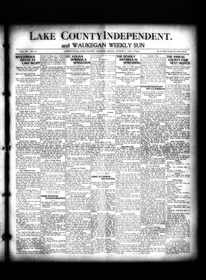 Lake County Independent and Waukegan Weekly Sun, 2 Aug 1907