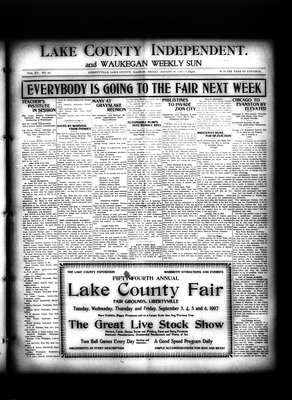 Lake County Independent and Waukegan Weekly Sun, 30 Aug 1907