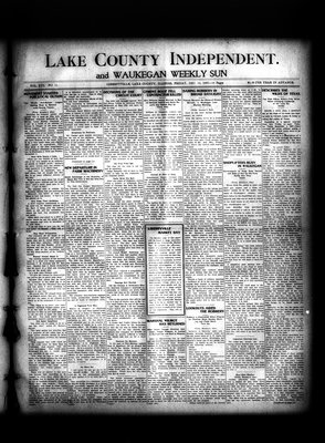 Lake County Independent and Waukegan Weekly Sun, 13 Dec 1907