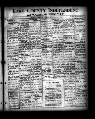 Lake County Independent and Waukegan Weekly Sun, 7 Feb 1908