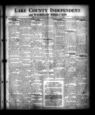 Lake County Independent and Waukegan Weekly Sun, 21 Feb 1908