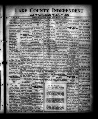 Lake County Independent and Waukegan Weekly Sun, 6 Mar 1908