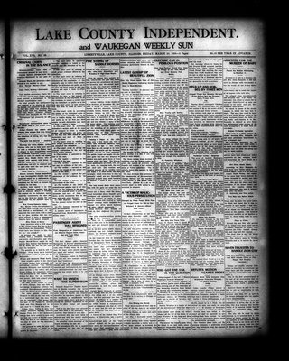 Lake County Independent and Waukegan Weekly Sun, 20 Mar 1908