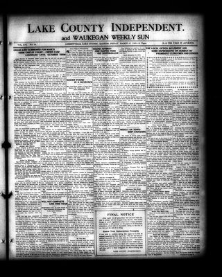 Lake County Independent and Waukegan Weekly Sun, 27 Mar 1908