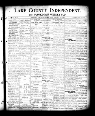 Lake County Independent and Waukegan Weekly Sun, 14 Aug 1908