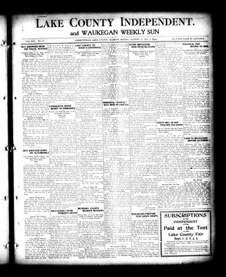 Lake County Independent and Waukegan Weekly Sun, 21 Aug 1908