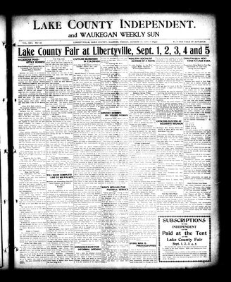 Lake County Independent and Waukegan Weekly Sun, 28 Aug 1908