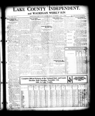 Lake County Independent and Waukegan Weekly Sun, 13 Nov 1908