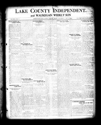 Lake County Independent and Waukegan Weekly Sun, 11 Dec 1908