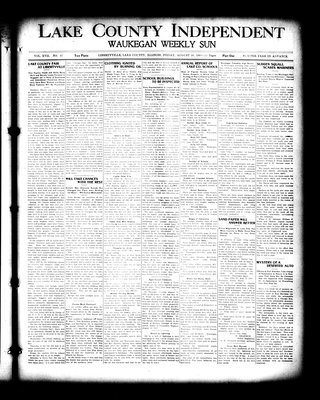 Lake County Independent and Waukegan Weekly Sun, 20 Aug 1909