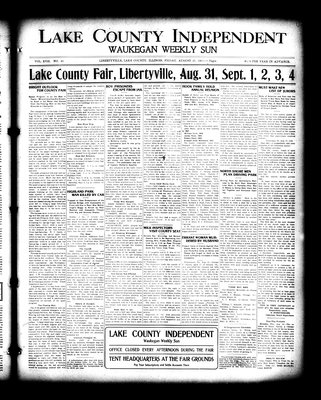 Lake County Independent and Waukegan Weekly Sun, 27 Aug 1909