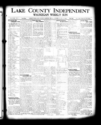 Lake County Independent and Waukegan Weekly Sun, 22 Oct 1909