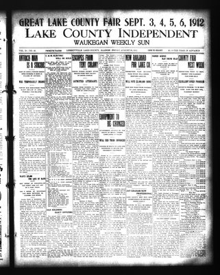 Lake County Independent and Waukegan Weekly Sun, 30 Aug 1912