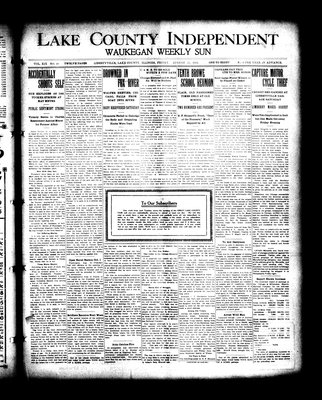 Lake County Independent and Waukegan Weekly Sun, 25 Aug 1911