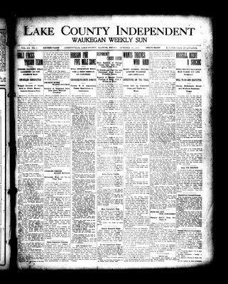 Lake County Independent and Waukegan Weekly Sun, 20 Oct 1911