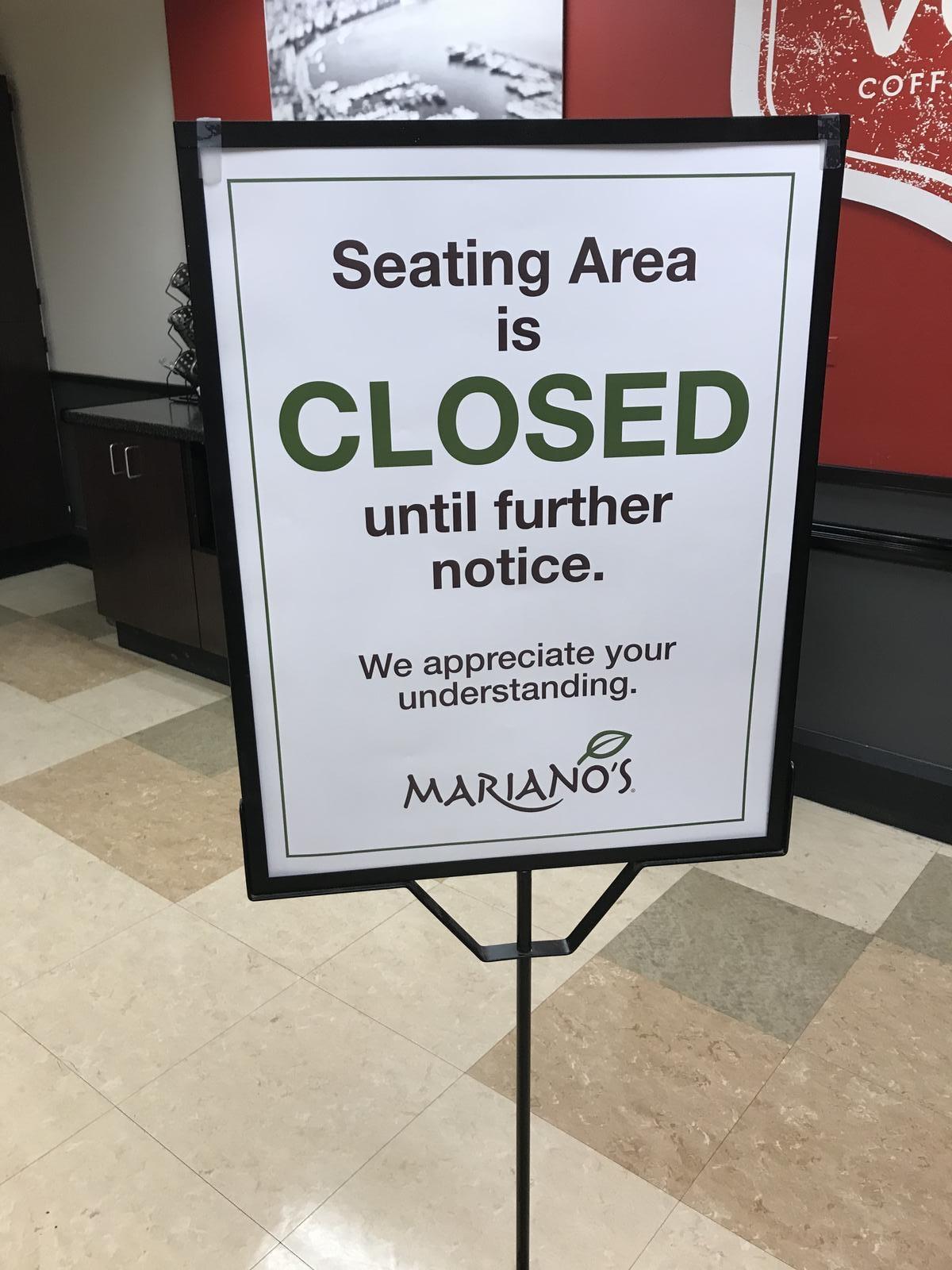 Mariano’s seating area closed