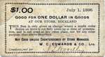 Papier monnaie dont se servait W. C. Edwards pour payer ses employés.