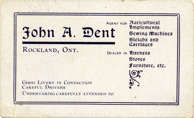 Carte d'affaire de John A. Dent
