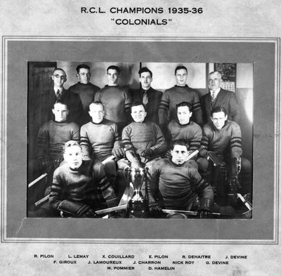 Équipe championne du R. C. L. 1935-1936: &quot;Les Colonials&quot;.