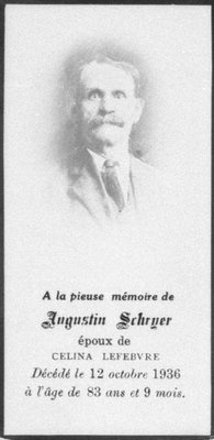 Carte mortuaire d'Augustin Schryer