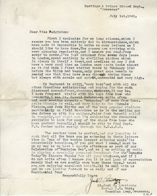 Letter from Jack C. Armstrong to Eliza J. Padginton