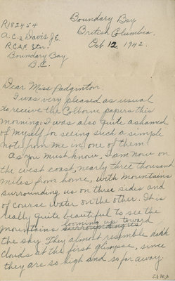 Letter from J.E. Davis to Eliza J. Padginton