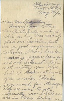 Letter from Pte. Charles N. Fish to Eliza J. Padginton