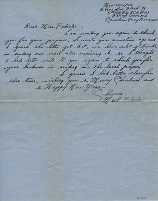 Letter from Gnr. Neil Black to Eliza J. Padginton