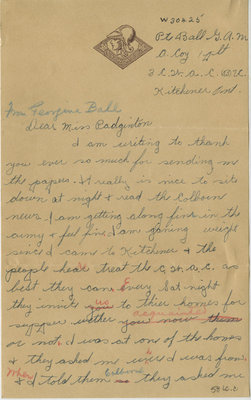 Letter from Georgina Ball to Eliza J. Padginton