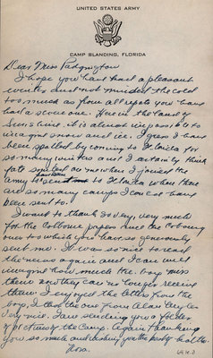 Letter from 2nd Lt. Nora B. Hennessy to Eliza J. Padginton