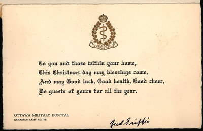 Christmas card from Pte. Fred Griffis to Eliza J. Padginton